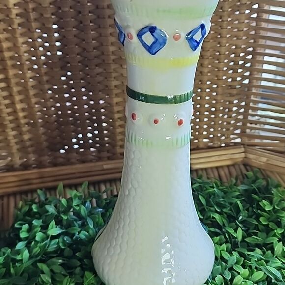 Vintage Peacock Embossed Handpainted Vase - Picture 6 of 10